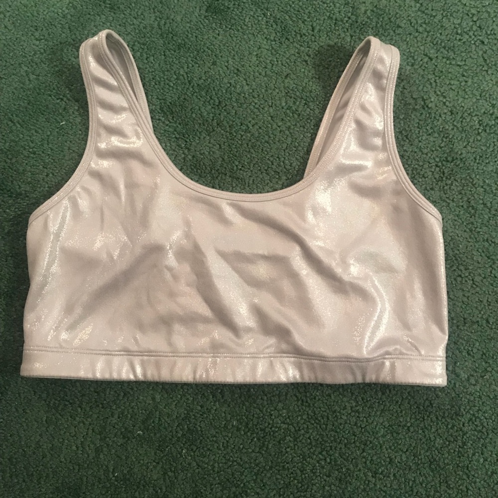 PINK Silver sparkly sports bra